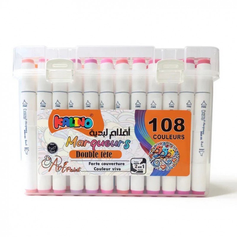 15297-thickbox_default Box de 108 Marqueurs Alcool double pointe Art Markers - Kalino – Image 1