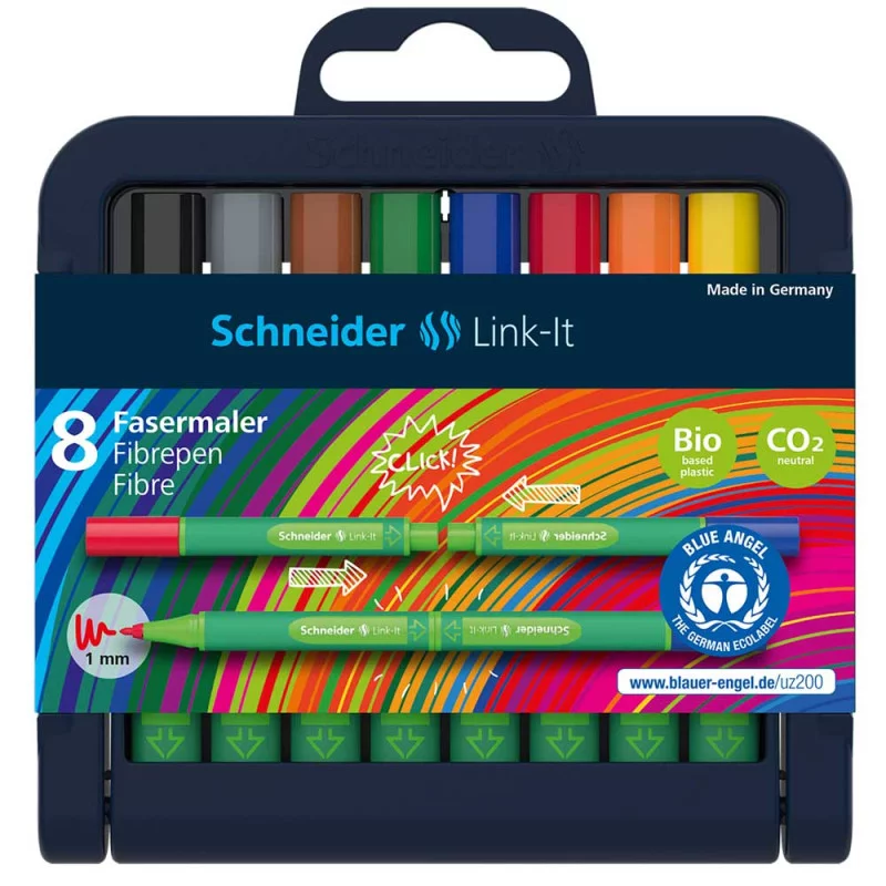 set-de-8-stylos-à-fibre-link-it-1-mm-schneider Set De 8 Stylos à Fibre Link-It, 1 mm - SCHNEIDER – Image 1