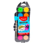 Palette Aquarelle Maped Color’Peps – 12 Pastilles 30mm + Pinceau