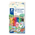 Crayons de couleur STAEDTLER Noris erasable, set de 12