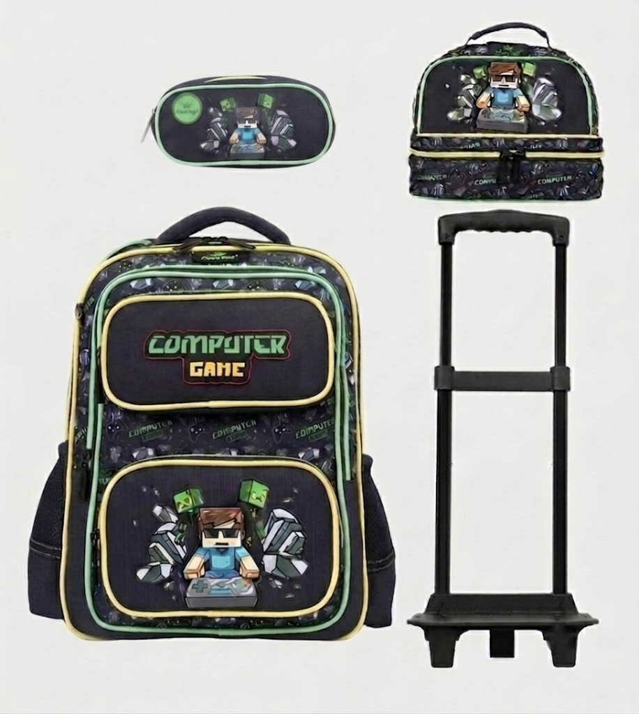 cartable à roulettes garçon noir Glossy Bird GB5703T