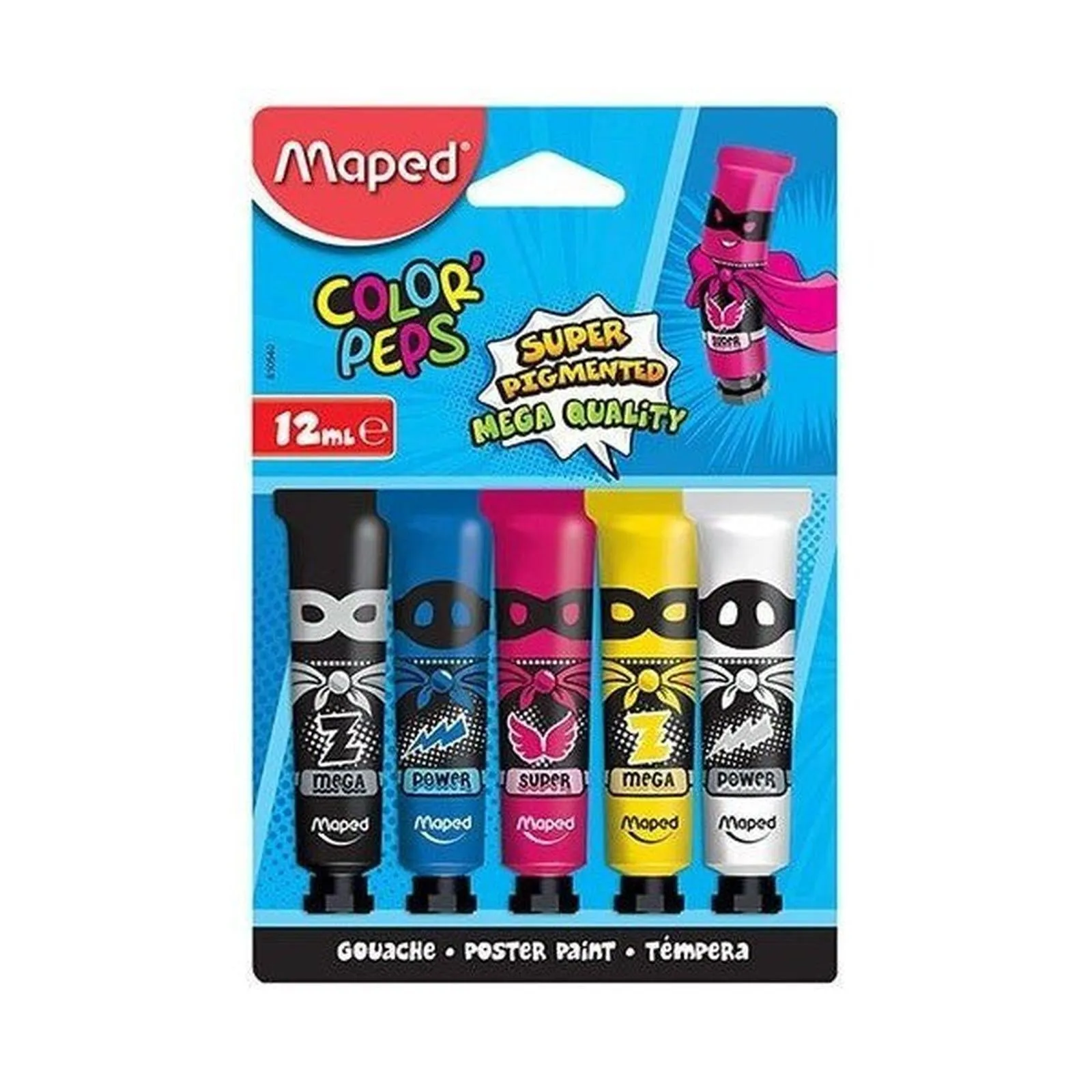 gouache-de-5-tubes-12ml-maped-fourniture-scolaire Set de 5 Tubes de Gouache Maped Color'Peps – 12 ml – Image 1