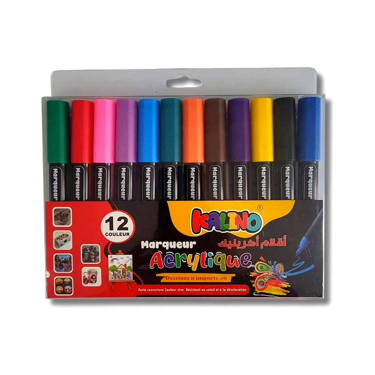 marqueurs_acryliques_kalino_750x750_vivid Marqueurs Acryliques Kalino Couleurs Vives, Set De 12 – Image 1