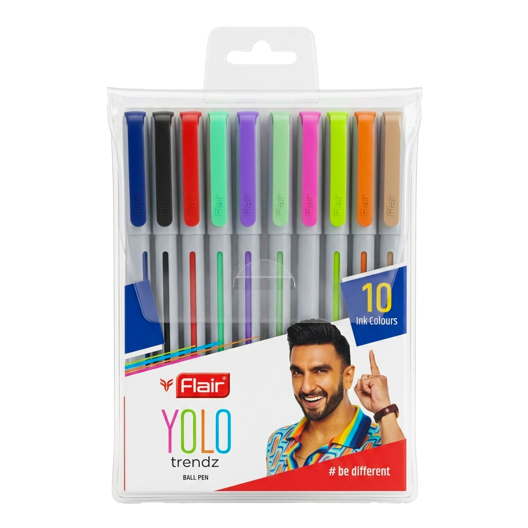 zsdfzsdzsd Pack de 10 Stylos à Bille Colorés Flair YOLO Trendz – Image 1