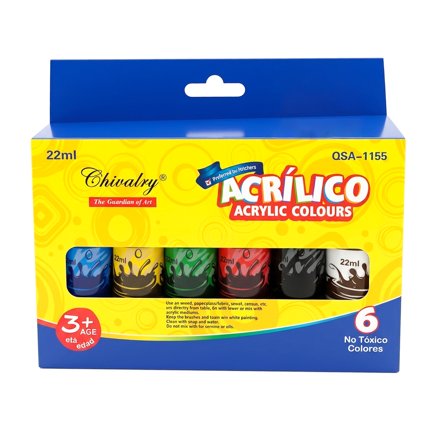 2558 Ensemble de 6 Tubes peintures acryliques Chivalry Acrilico 22ml – Image 1