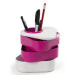ORGANISATEUR DE BUREAU TRIANGULAIRE AVEC TIROIRS ROTATIFS MAGENTA