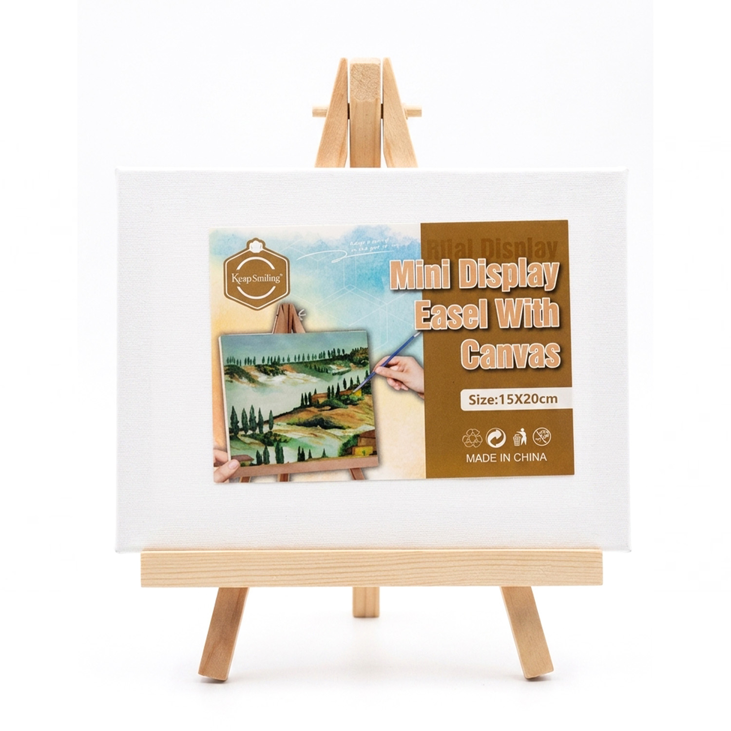 15x20 Mini chevalet d'exposition Keep Smiling avec toile – 15×20 cm – Image 1
