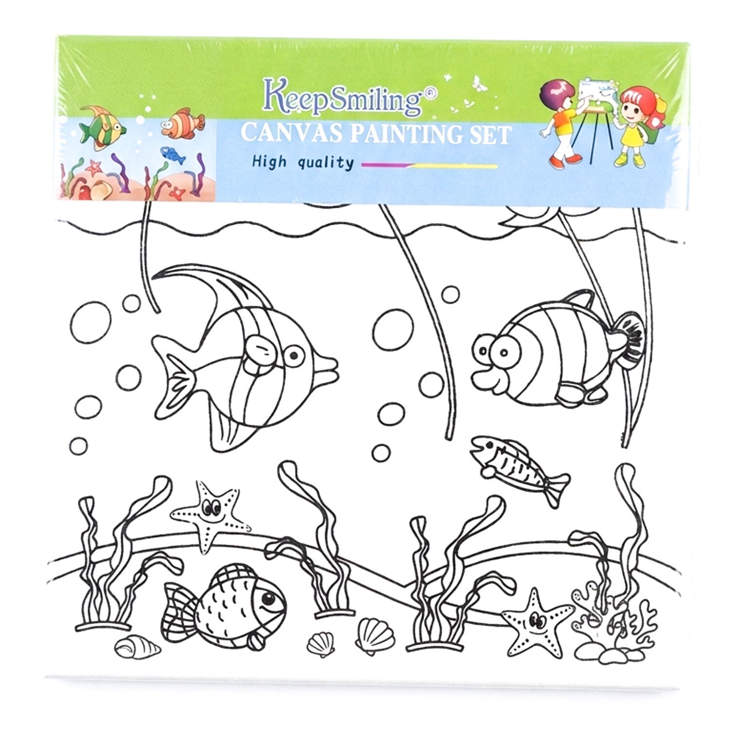88888881t6dssse Toile à peindre 20x20 cm avec préimpression, couleurs et pinceau – Image 1