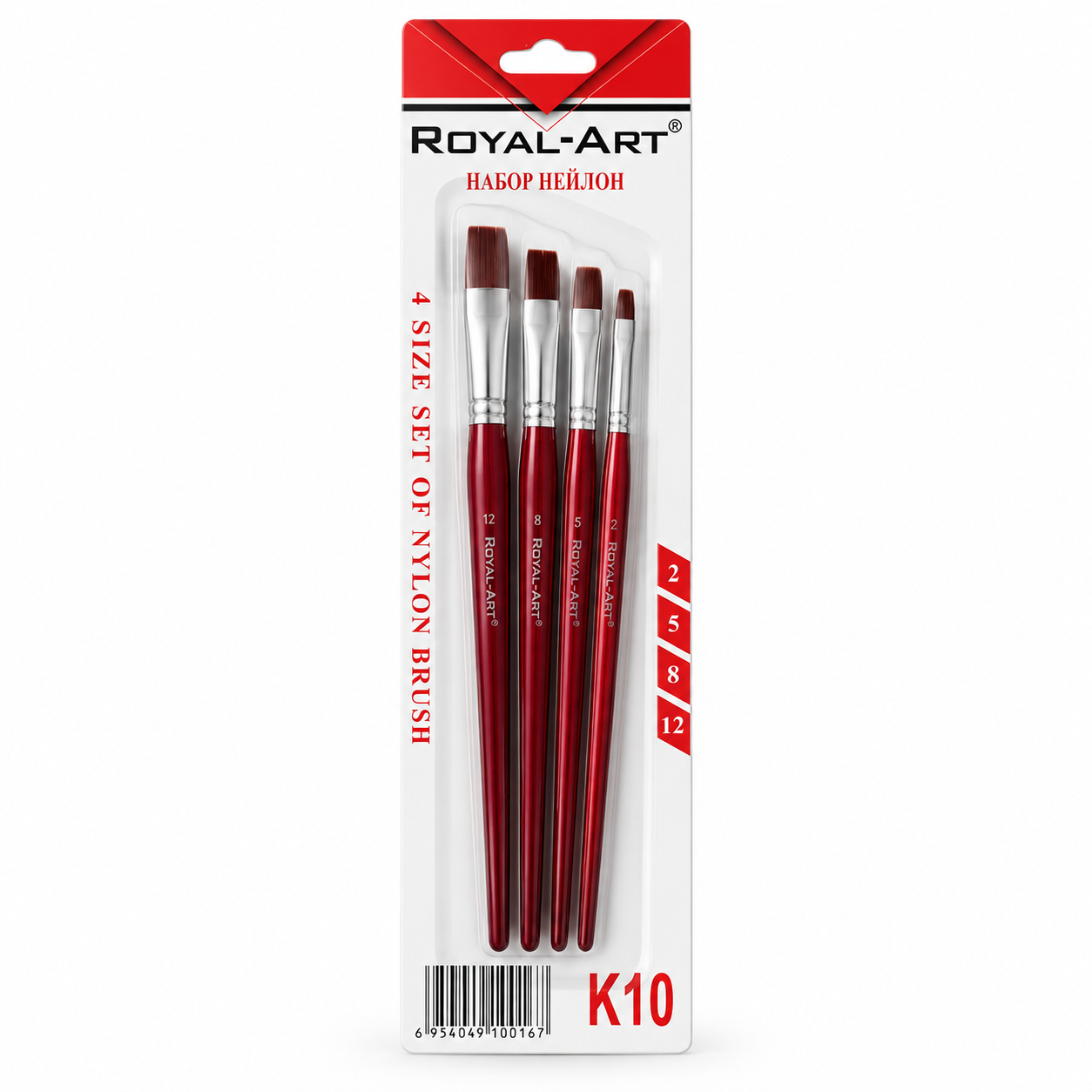 4 pinceaux plats Royal-Art – K10 4 pinceaux plats Royal-Art K10 en nylon