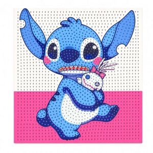 Tableau Diamant Stitch et son Doudou 20x20