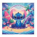 Tableau Diamant Stitch Plage 30x30 cm – Broderie Diamant Enfant