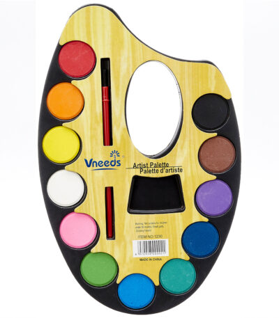 Palette d'artiste ovale Vneeds 12 pastilles de gouache