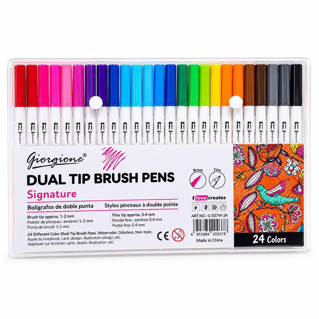 b3a0388e-4a0c-46db-b9b0-6300c00a3fde Set de 24 Couleurs Giorgione Dual Tip Brush Marker – Image 1