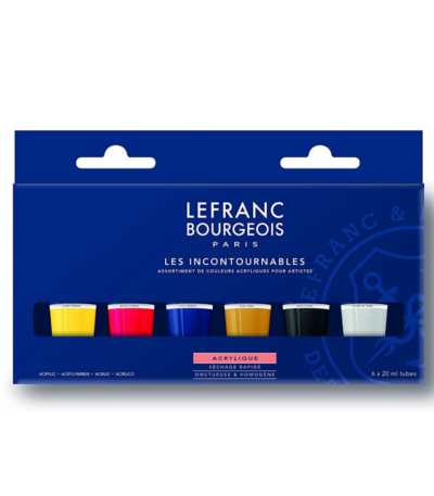 Coffret 6 tubes peinture acrylique Lefranc Bourgeois 20 ml
