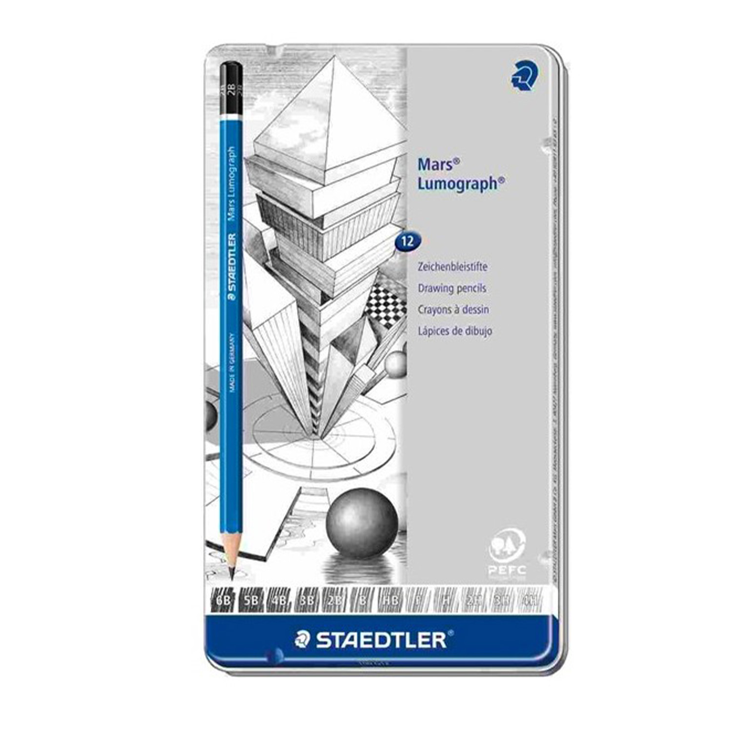 edfdd Staedtler – Boîte Métal 12 Crayons Graphite Lumograph 100 – Image 1