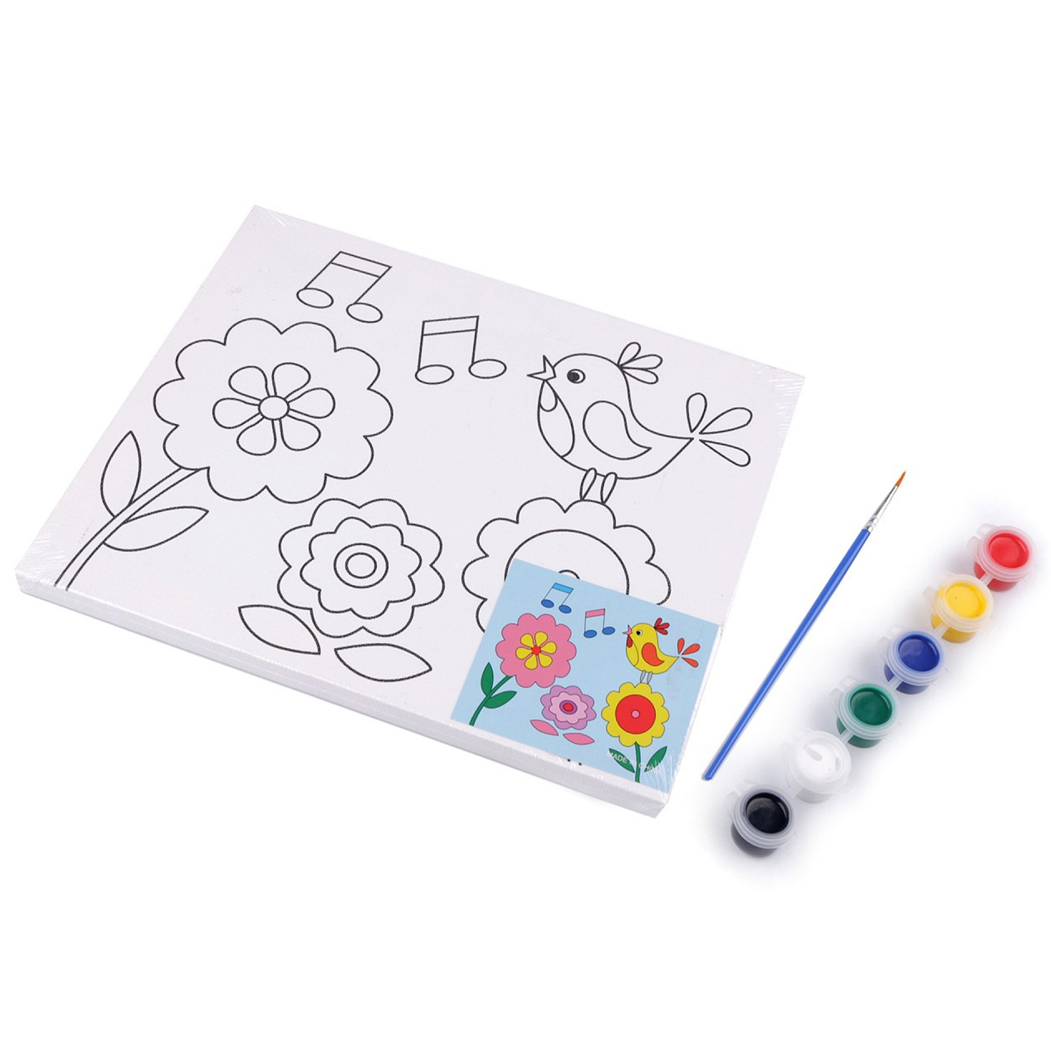 etetetttrrrr Toile à peindre 20x25 cm avec préimpression, couleurs et pinceau – Image 1