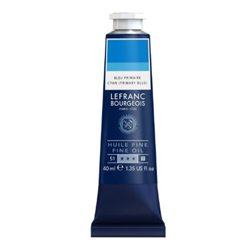 Bleu primaire huile peinture fine Lefranc Bourgeois 40 ml Le bleu primaire huile peinture fine Lefranc Bourgeois, en tube de 40 ml, est un bleu cyan franc idéal pour peindre et mélanger.