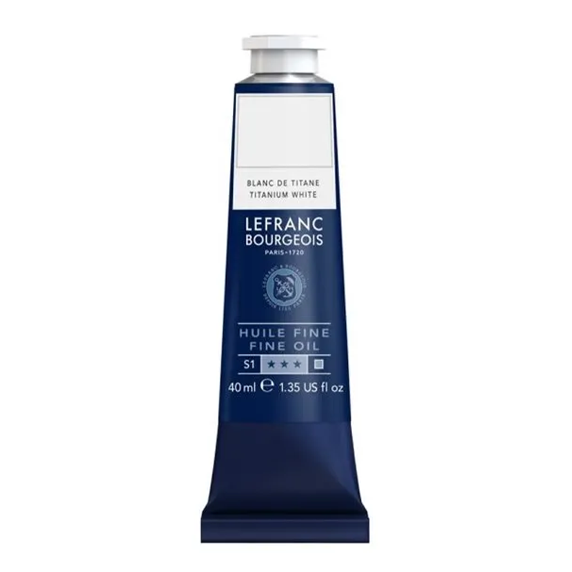 Blanc de titane huile peinture fine – Lefranc Bourgeois, 40 ml Blanc de titane huile peinture fine Lefranc Bourgeois 40 ml