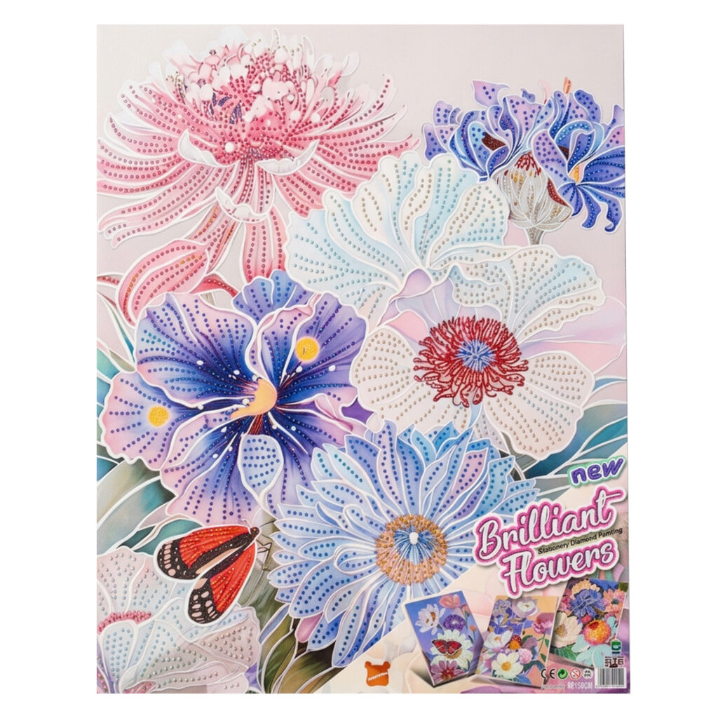 Tableau Diamant Fleurs Papillon 40x50
