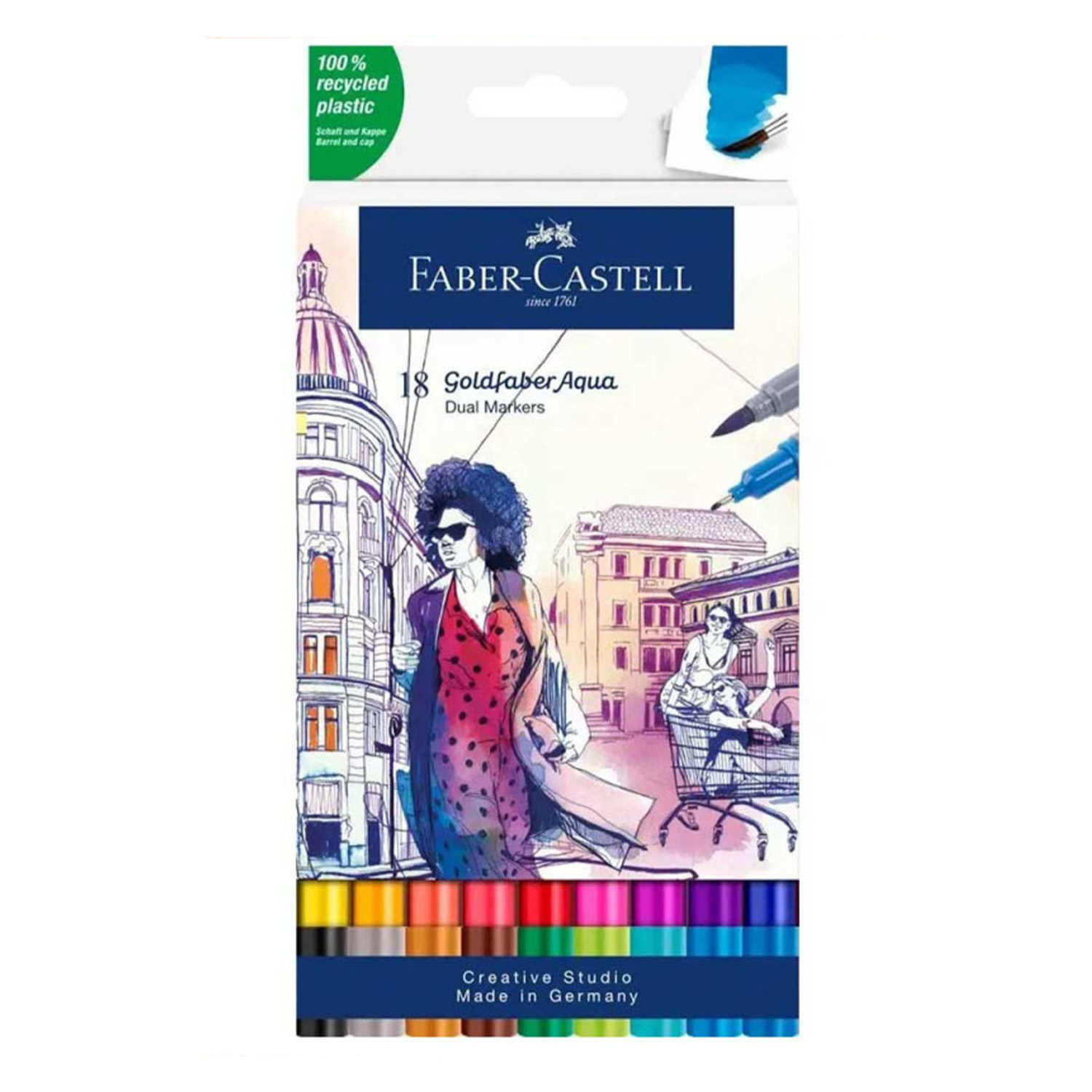 yeyeyeyery Set De 18 Feutres Aquarellable Goldfaber Double Pointe - Faber-Castell – Image 1