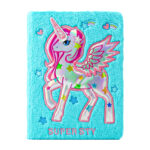 Carnet Secret en Peluche Licorne Bleue – Douceur & Magie