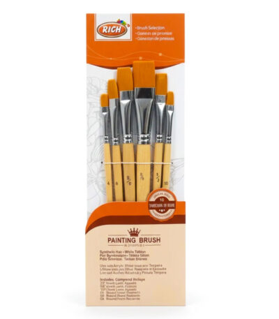 6 pinceaux plats Rich professionnel pour peinture acrylique et huile