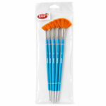 5 pinceaux éventail Rich à manche bleu