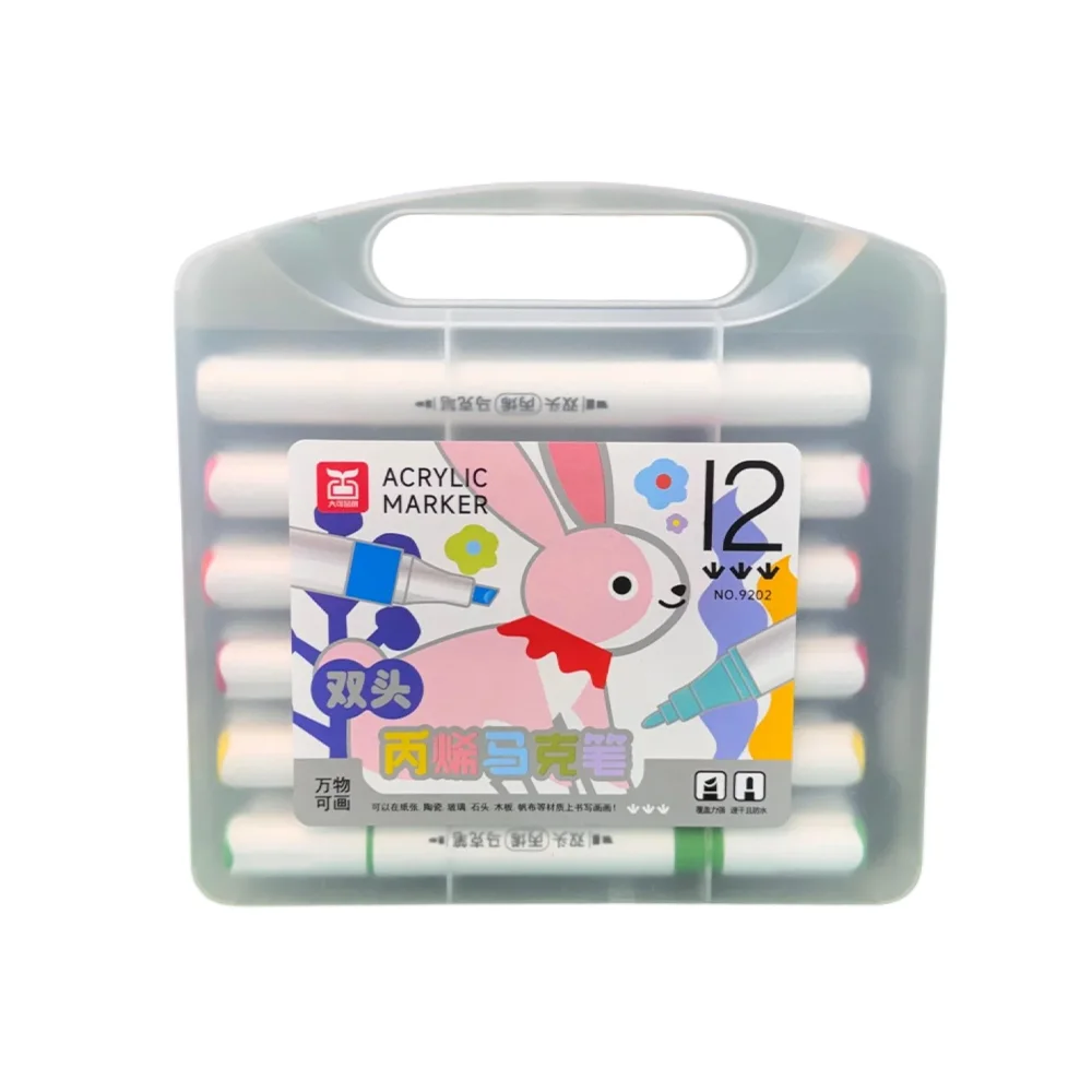 12 acrylique Boite de 12 Marqueur Acrylique Double – Image 1