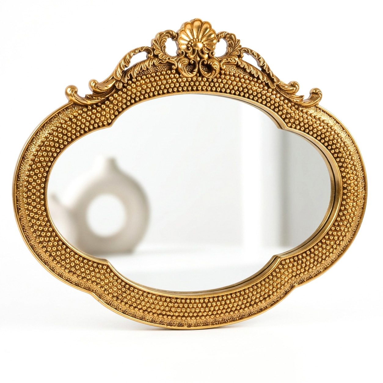 121212sdssssRd un miroir mural ovale doré – Image 1