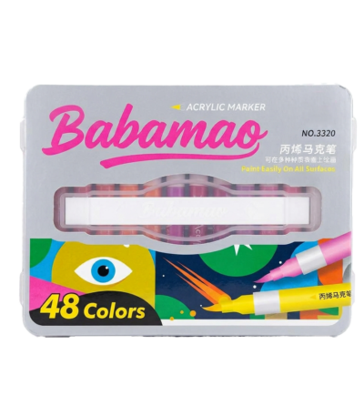 Feutres Babamao 48 couleurs, marqueurs acryliques en boîte