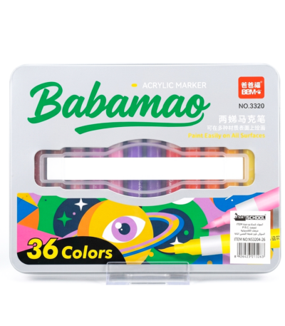 Feutres Babamao 36 couleurs, marqueurs acryliques en boîte