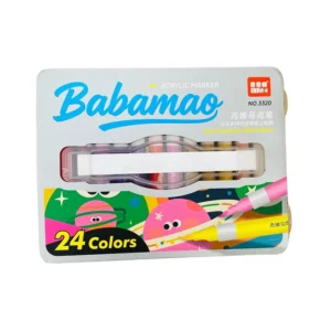 Feutres Babamao 24 couleurs, marqueurs acryliques en boîte
