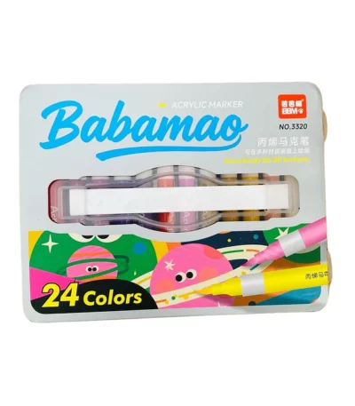 Feutres Babamao 24 couleurs, marqueurs acryliques en boîte