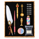 Coffret de calligraphie vintage complet avec plume, cachet de cire et accessoires