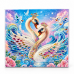 Tableau diamante thème Cygnes précieux 30x30