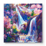 Tableau diamant château lumineux 30x30