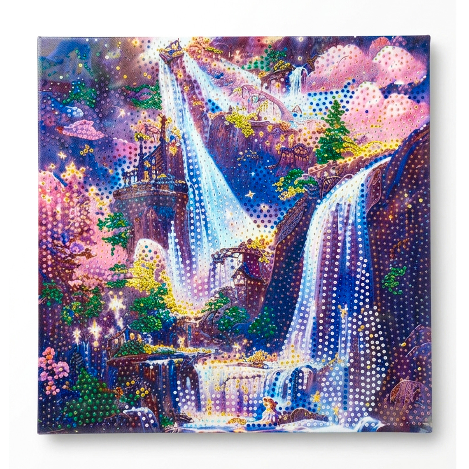 KOKOKOK Tableau diamant château lumineux 30x30 – Image 1