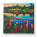 Tableau diamant MAISON DU LAC 30x30