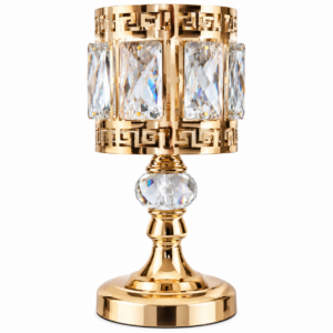 Lampe de table dorée design grec avec cristaux scintillants