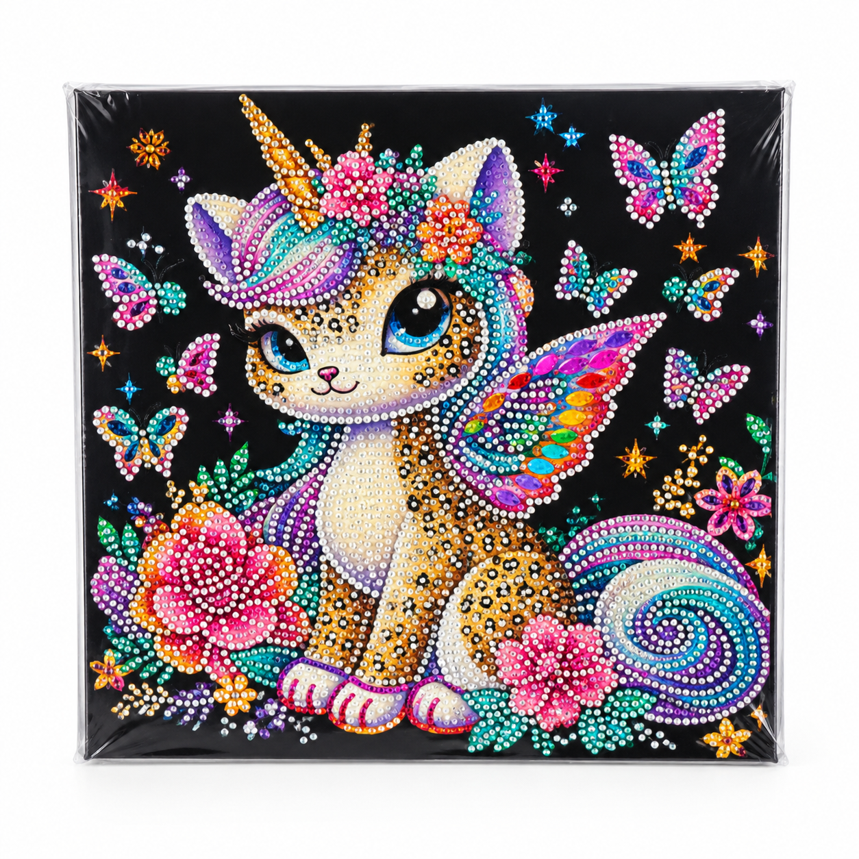 Panneau licorne scintillante en mosaïque de diamants Tableau diamante thème du licorne 30x30 – Image 1