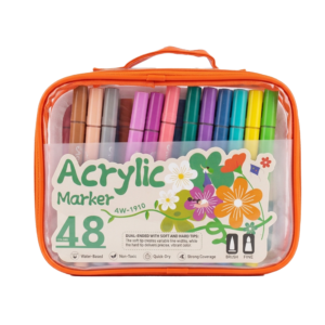 Pochette de 48 marqueurs acryliques double pointe avec poignée