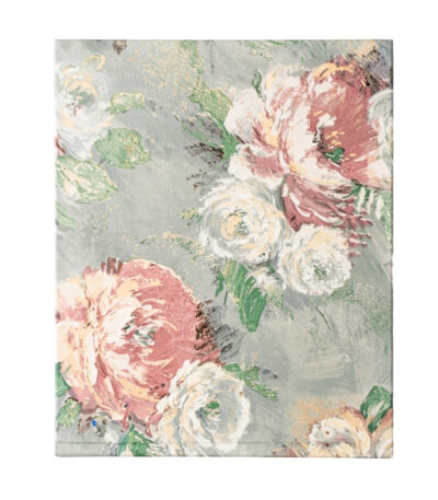 Album photo fleurs grand format à couverture florale rose et crème sur fond gris-vert