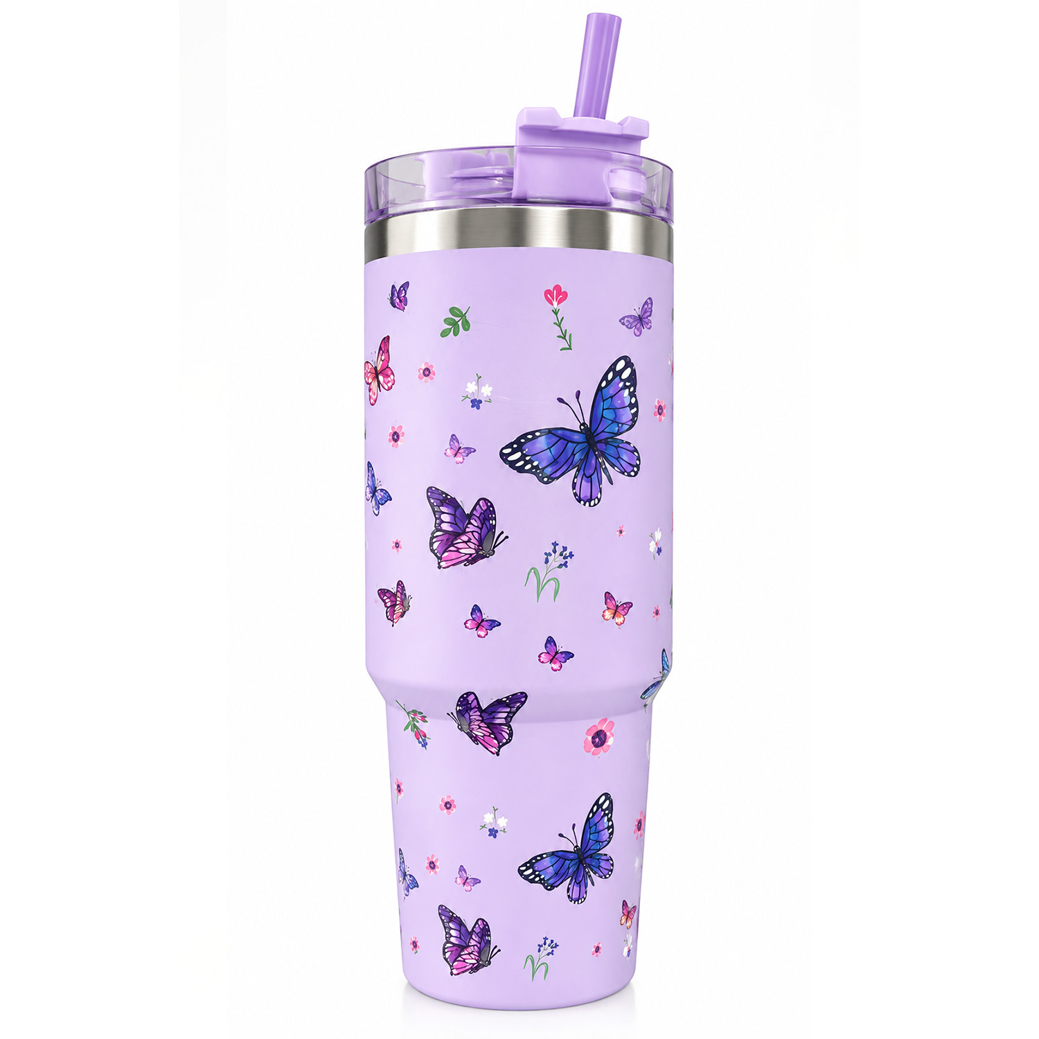 azerttyuuuttts Gourde Papillon en acier inoxydable 1000ml – Image 1
