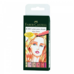 Faber-Castell 167162 PITT Artist Pen Flesh Colours Pack of 6, Beige