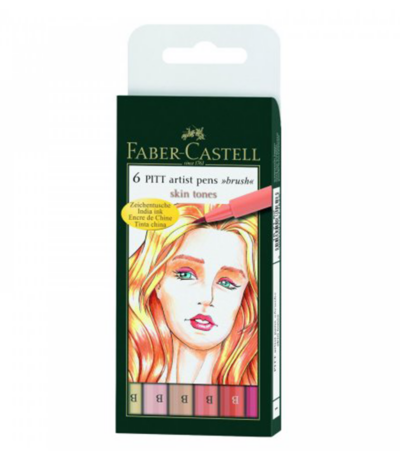 Feutre Pitt chair Artist Pen brush Faber-Castell 167162, coffret de 6 feutres pinceau tons chair