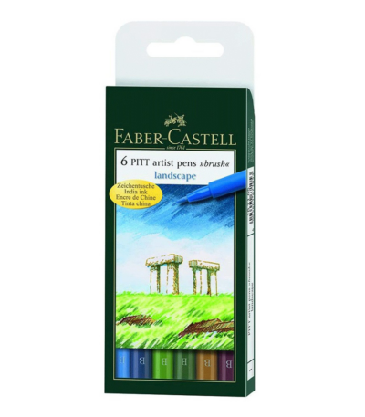 Feutre Pitt paysage Artist Pen Faber-Castell, coffret de 6 feutres pinceau