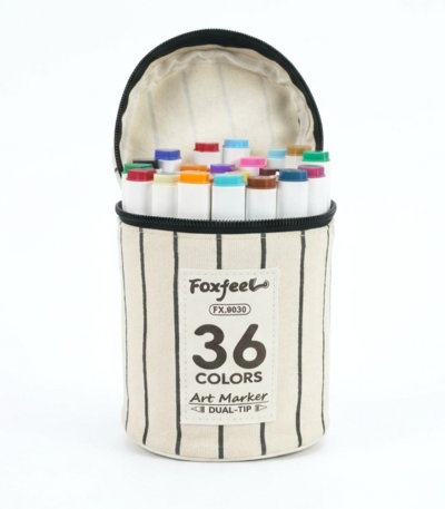 Feutres Foxfeel 36 couleurs, marqueurs double pointe en pochette zippée