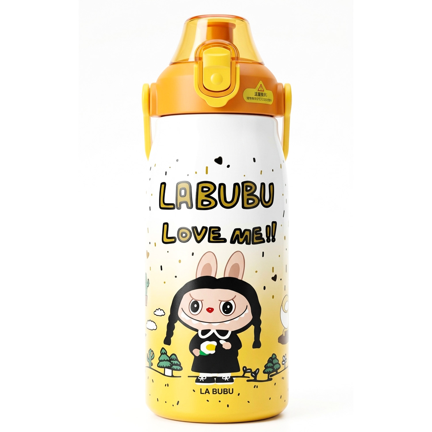 labubu 3 Gourde Labubu en acier inoxydable 1200ml Jaune – Image 1