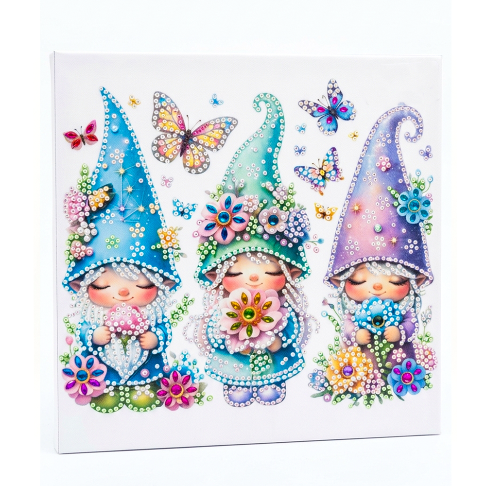 ll Tableau diamante thème du trois adorables gnomes 20x20 – Image 1