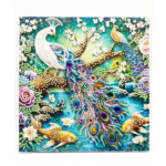 Tableau diamante thème du paon blanc 20x20